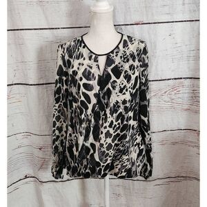St. John Silk Leopard Print Blouse Size 8